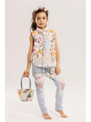Комплект детский: брюки, блузка, жилетка, сумочка Baby Steen. Цвет: голубой, бежевый, желтый