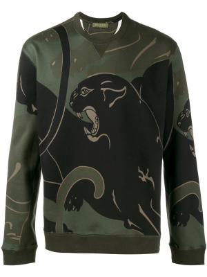 Rockstud panther print sweatshirt Valentino. Цвет: зелёный