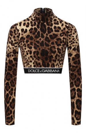 Шелковый топ Dolce & Gabbana. Цвет: леопардовый