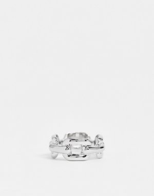 Эксклюзивное серебристое кольцо в форме цепочки -Серебристый DesignB London