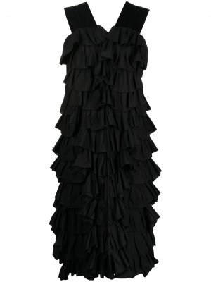 Многослойное платье миди Toga. Цвет: черный