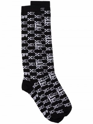 Arrows logo intarsia-knit socks Off-White. Цвет: черный