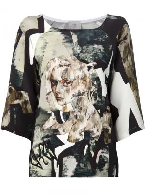 Блузка с принтом портрета Anne Sofie Madsen. Цвет: чёрный