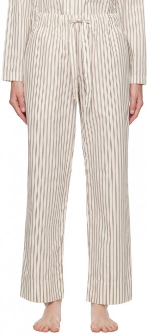 Бело-коричневые пижамные брюки с кулиской Tekla