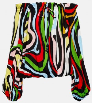 Блузка с открытыми плечами и принтом PUCCI, разноцветный Pucci