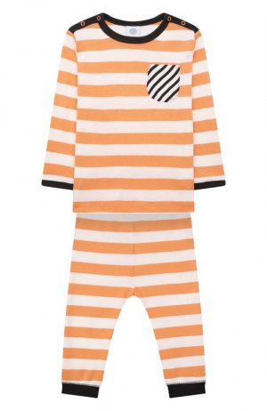 Хлопковая пижама Sanetta. Цвет: оранжевый
