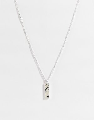 Серебристое ожерелье с мраморной подвеской -Серебристый Icon Brand