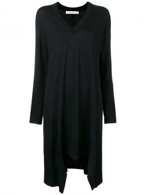 Трикотажное платье-свитер с V-образным вырезом Cédric Charlier. Цвет: черный