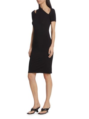 Приталенное мини-платье с разрезом , черный Helmut Lang
