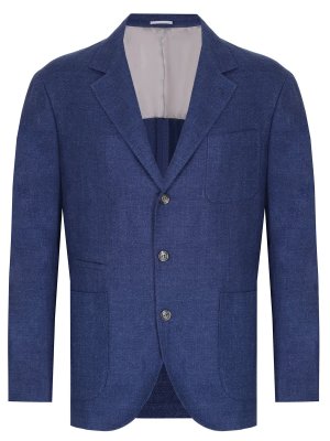 Пиджак льняной BRUNELLO CUCINELLI. Цвет: синий