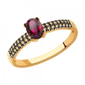 Кольцо из золота с бриллиантами и рубином SOKOLOV