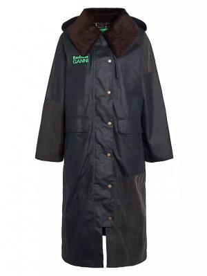 Пальто из вощеного хлопка x Ganni Burghley , цвет navy classic Barbour