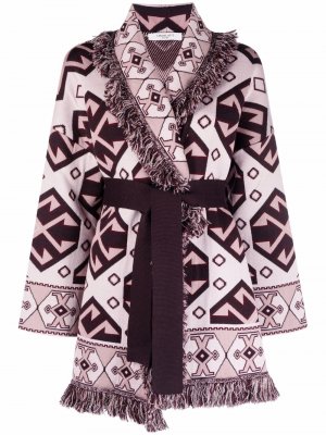 Шерстяное пальто с геометричным узором Charlott. Цвет: розовый