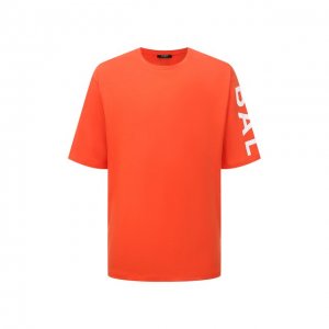 Хлопковая футболка Balmain. Цвет: оранжевый