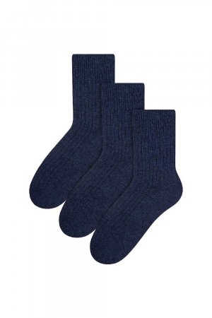 3 пары шерстяных зимних легких теплых носков , синий Steven