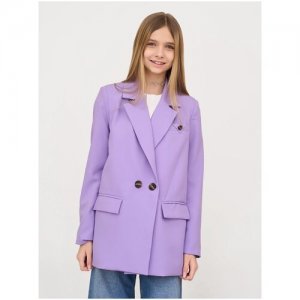 Пиджак для девочки Olya Stoff классический удлинённый, школьный, нарядный, на выпускной Stoforandova. Цвет: синий