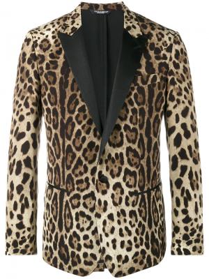 Блейзер с леопардовым принтом Dolce & Gabbana. Цвет: коричневый