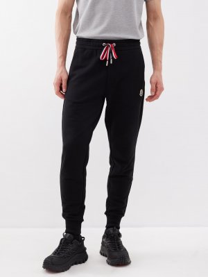 Трехцветные спортивные брюки из хлопка и флиса , черный Moncler