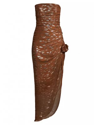 Платье миди без бретелек Nadia с аппликацией , цвет brown cheetah Delfi