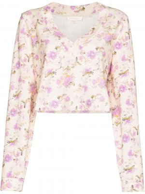 Блузка Tamika с цветочным принтом LoveShackFancy. Цвет: бежевый