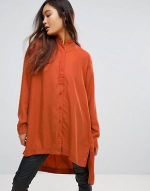 Рубашка-туника асимметричной длины Agnes Waven. Цвет: оранжевый
