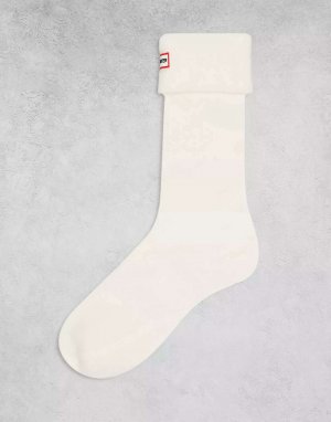 Белые флисовые высокие носки-сапоги Hunter