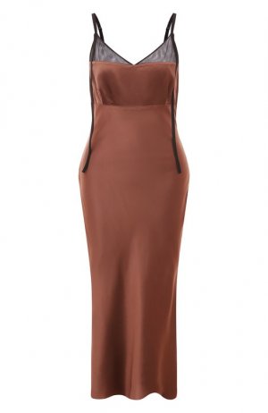 Платье из вискозы Helmut Lang. Цвет: коричневый