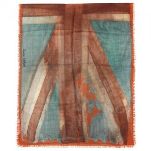 Оригинальный шарф с флагом 65272 Vivienne Westwood. Цвет: горчичный/мультиколор/голубой/коричневый
