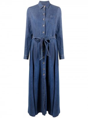 Джинсовое платье-рубашка макси Philipp Plein. Цвет: синий