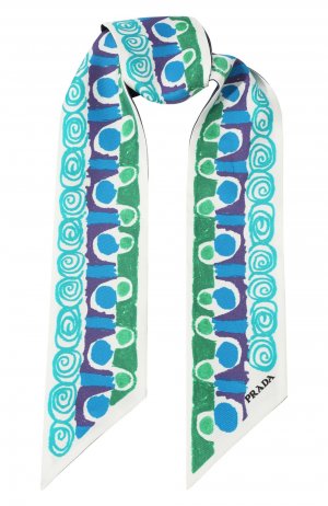 Шелковый шарф-бандо Prada. Цвет: голубой