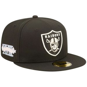 Мужская облегающая шляпа New Era Black Las Vegas Raiders Super Bowl XVIII Pink Pop 59FIFTY