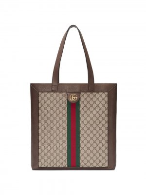 Мягкая большая сумка-тоут Ophidia GG Supreme Gucci. Цвет: коричневый