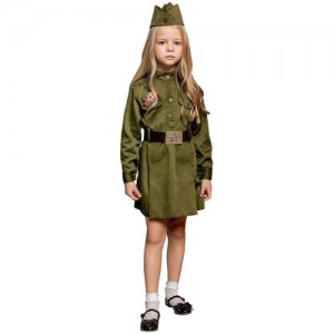 Костюм Солдатка в платье детский пуговка. Цвет: хаки