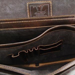 Портфель , натуральная кожа, гладкая фактура, вмещает А4, водонепроницаемый, с плечевым ремнем, для мужчин, коричневый Tuscany Leather. Цвет: коричневый
