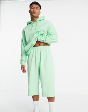 Пастельно-зеленый спортивный костюм в стиле oversized с худи и oversized-шортами -Зеленый цвет ASOS DESIGN