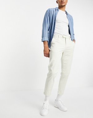 Кремовый брюки чиносы со складками -Белый New Look