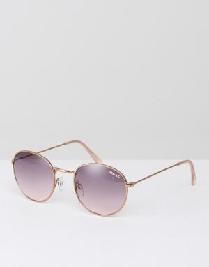 Круглые солнцезащитные очки с затемненными стеклами Miss KG. Цвет: золотой