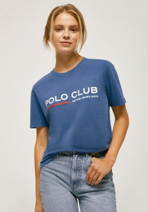 Футболка с принтом , синий Polo Club