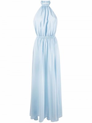 Шелковое вечернее платье с вырезом халтер Federica Tosi. Цвет: синий