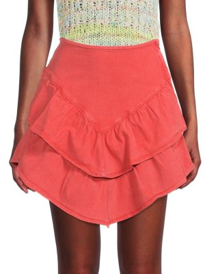 Асимметричная мини-юбка с рюшами , цвет Hot Coral Mother