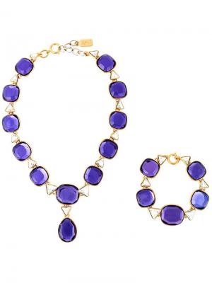 Ожерелье с кристаллами Yves Saint Laurent Vintage. Цвет: розовый и фиолетовый