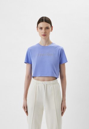 Футболка Calvin Klein Performance PW - SS Cropped T-Shirt. Цвет: голубой
