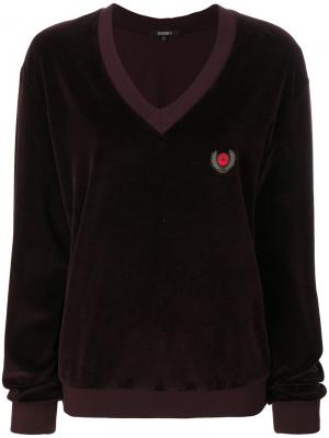 Бархатный свитер с гербом Yeezy. Цвет: розовый и фиолетовый