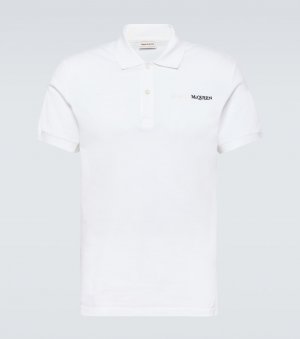 Рубашка-поло из хлопкового пике с логотипом Alexander Mcqueen, белый McQueen