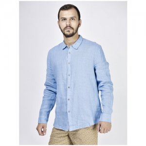 Рубашка классическая льняная RU 50-52 / EU 43 XL Daniele Fiesoli. Цвет: голубой