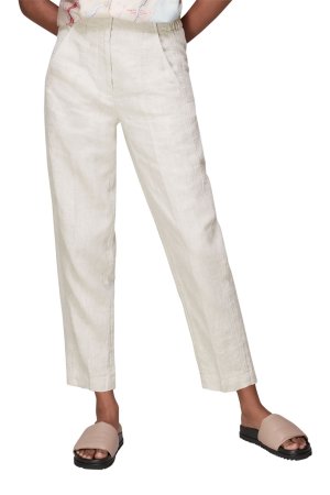 Льняные брюки кремового цвета с широкими штанинами слегка зауженными к низу , бежевый Whistles