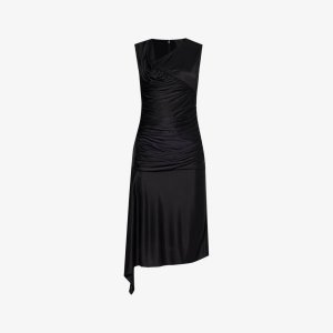 Тканое платье миди без рукавов с драпировкой спереди, черный Givenchy