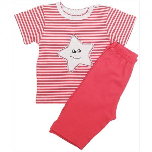 Пижама для девочки, кулирка, 74 р. Маленький принц. Цвет: коралловый
