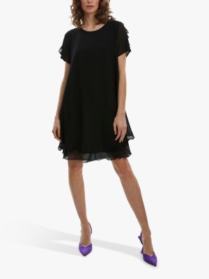 Платье с короткими рукавами и волнистым подолом, черный James Lakeland
