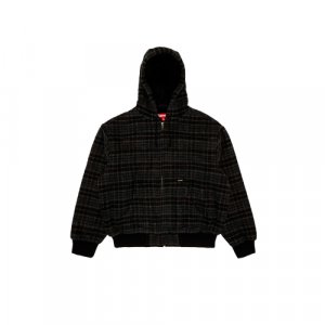 Бомбер Plaid Wool Hooded Work Jacket, размер L, черный Supreme. Цвет: черный